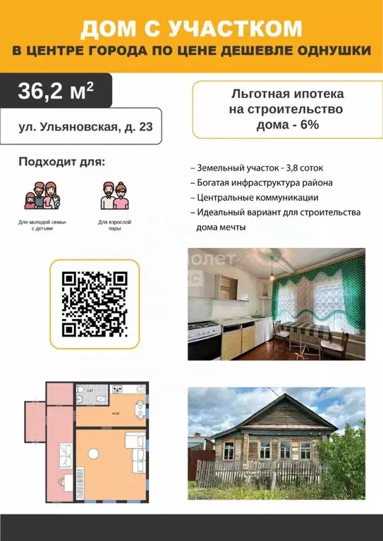 дом в ульяновская область, димитровград ульяновская ул, 23 (36 м) - Фото 1