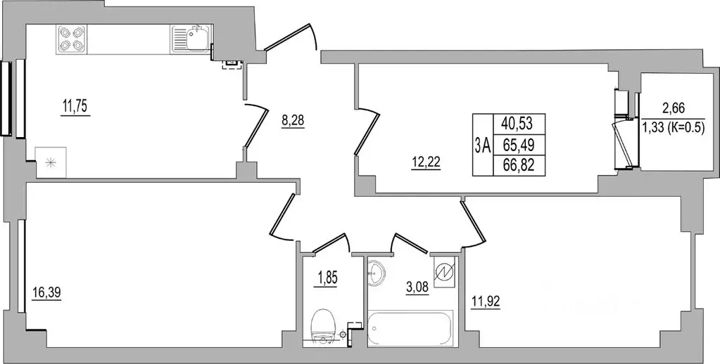 3-к кв. Псковская область, Псков ул. Юности, 32 (66.82 м) - Фото 0