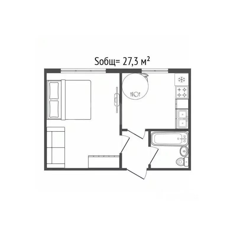 1-к кв. Брянская область, Брянск ул. Богдана Хмельницкого, 73 (27.3 м) - Фото 1