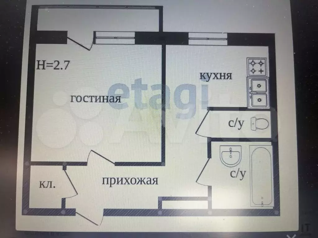 1-к. квартира, 40,3 м, 4/5 эт. - Фото 1
