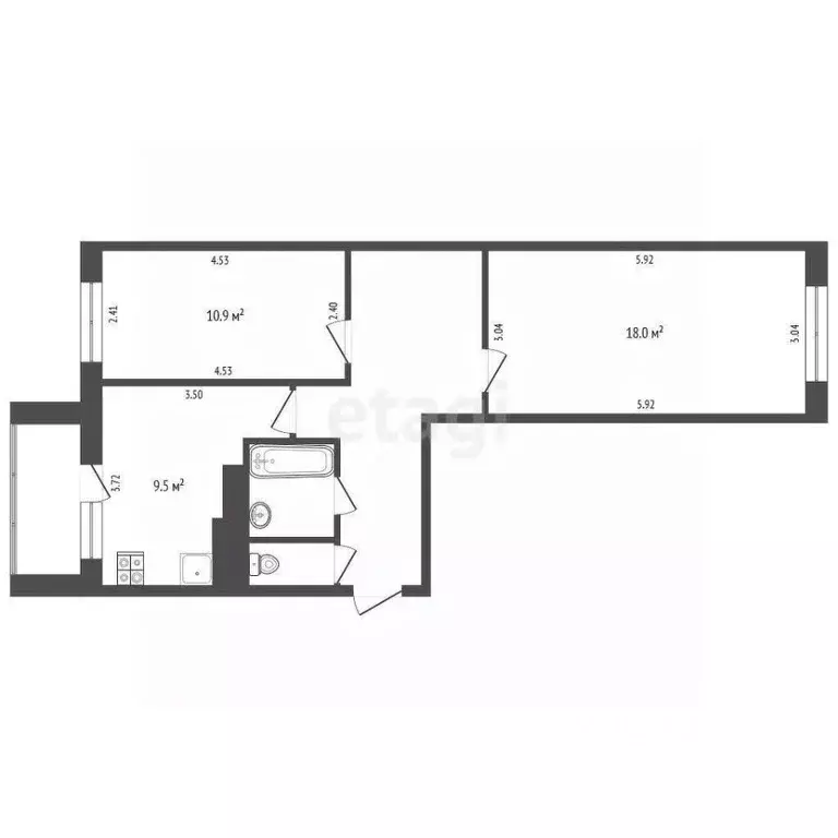 2-к кв. Белгородская область, Белгород Почтовая ул., 60 (56.0 м) - Фото 1