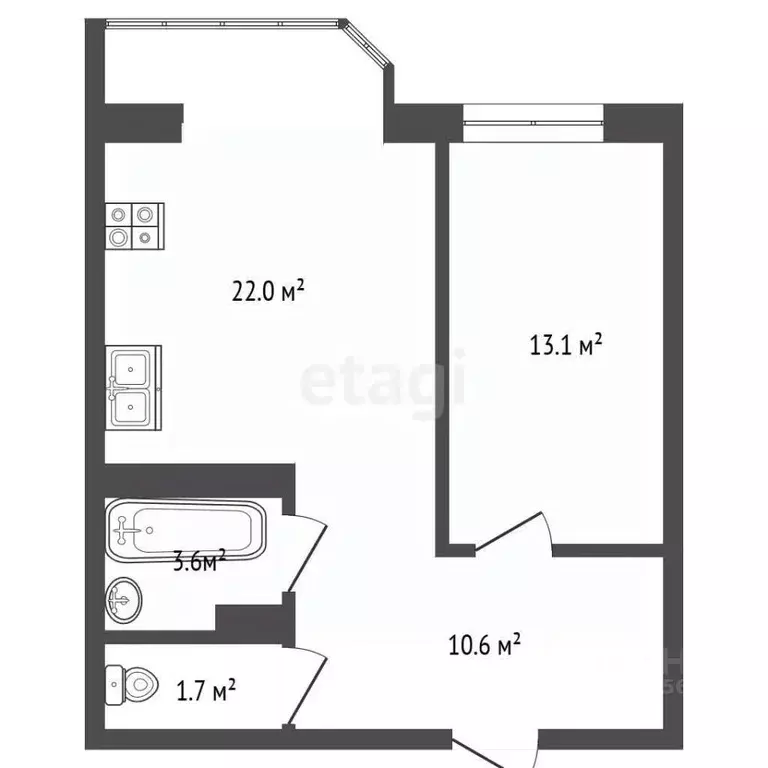 1-к кв. Краснодарский край, Анапа ул. Омелькова, 21 (49.0 м) - Фото 2