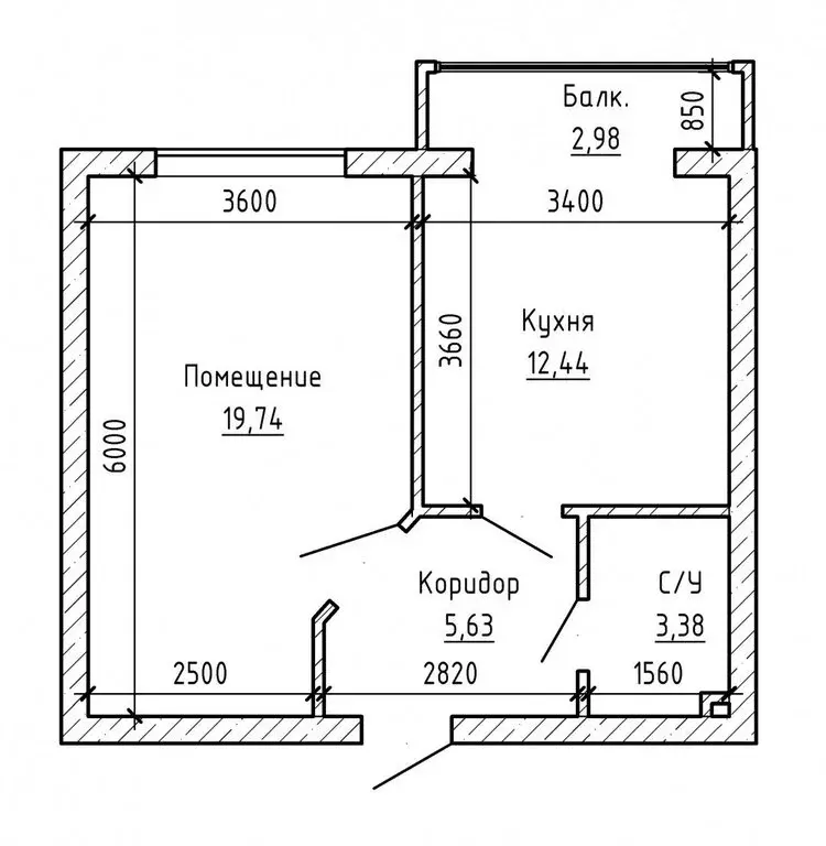 1-комнатная квартира: Нальчик, улица Шогенова, 79 (45 м) - Фото 1
