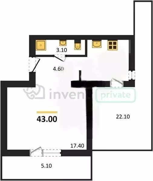 Квартира-студия: Калининград, улица Молодой Гвардии, 34 (43 м) - Фото 0