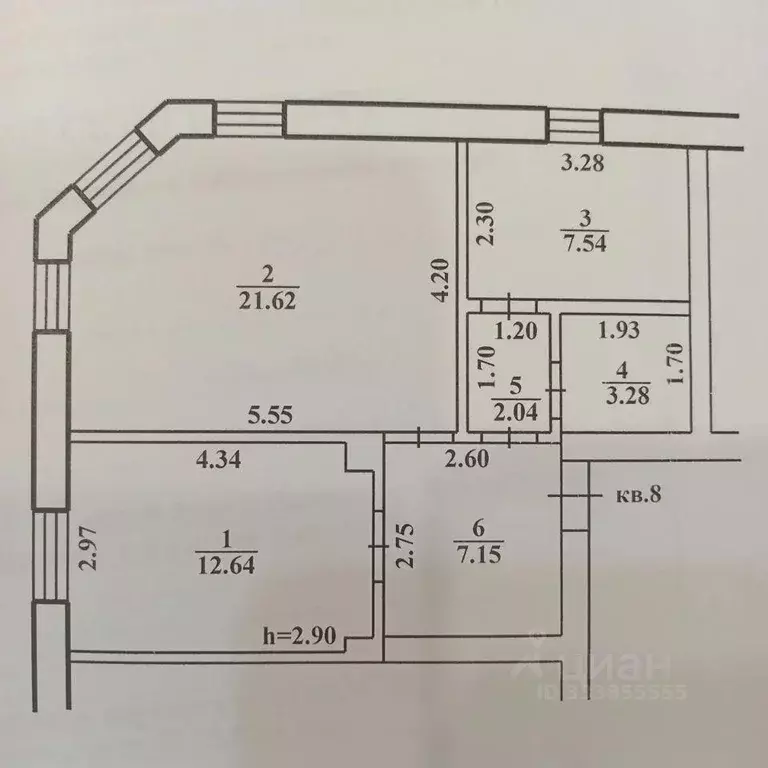 Квартира, 2 комнаты, 54 м - Фото 1