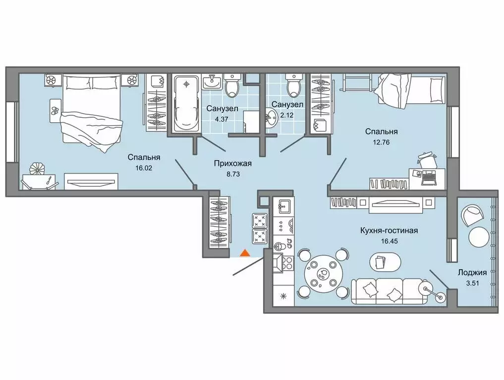 2-комнатная квартира: Ульяновск, микрорайон Новый Город, 10-й квартал ... - Фото 1