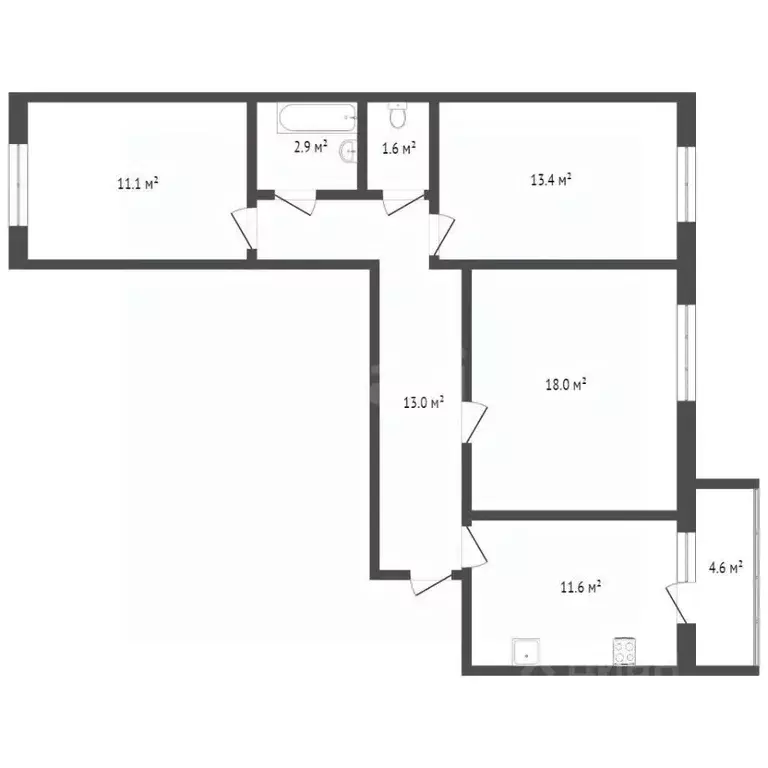 3-к кв. Башкортостан, Стерлитамак ул. Худайбердина, 218а (71.7 м) - Фото 2