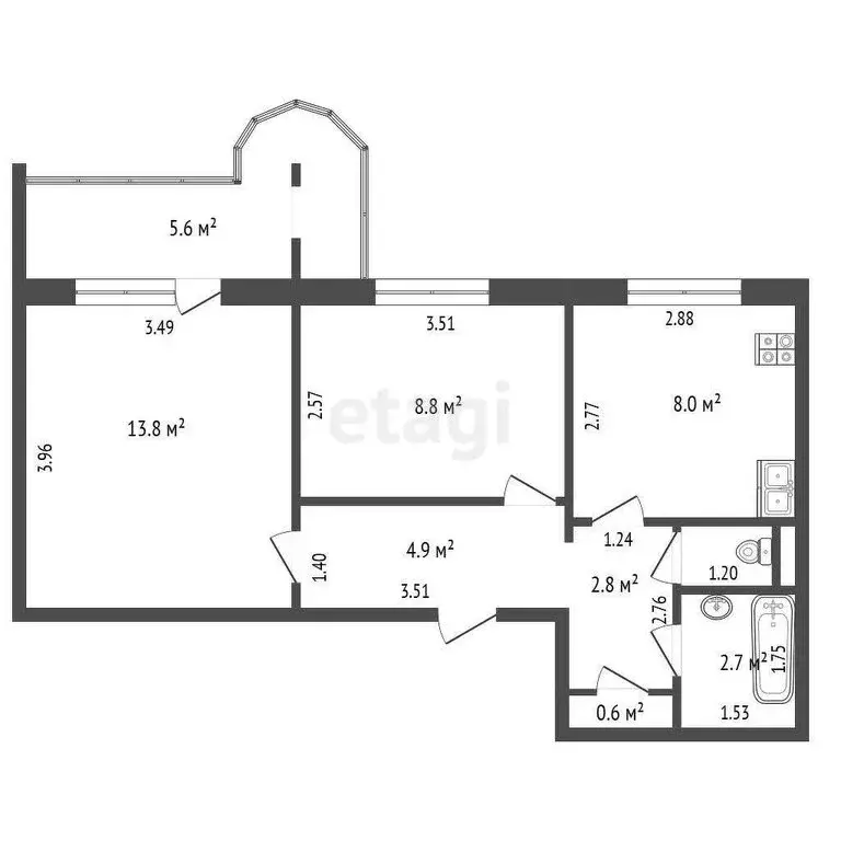 2-комнатная квартира: Самара, Ново-Садовая улица, 194 (45.4 м) - Фото 1