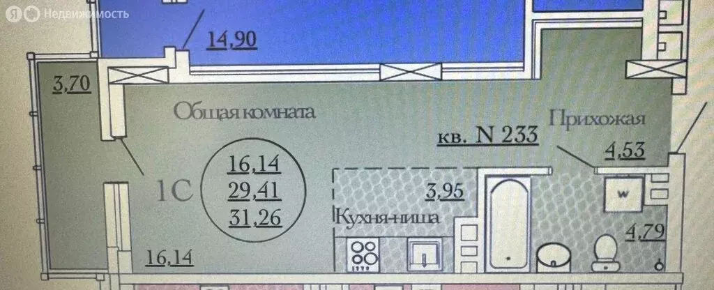 Квартира-студия: Новосибирск, улица Писарева, 42к1 (31 м) - Фото 0