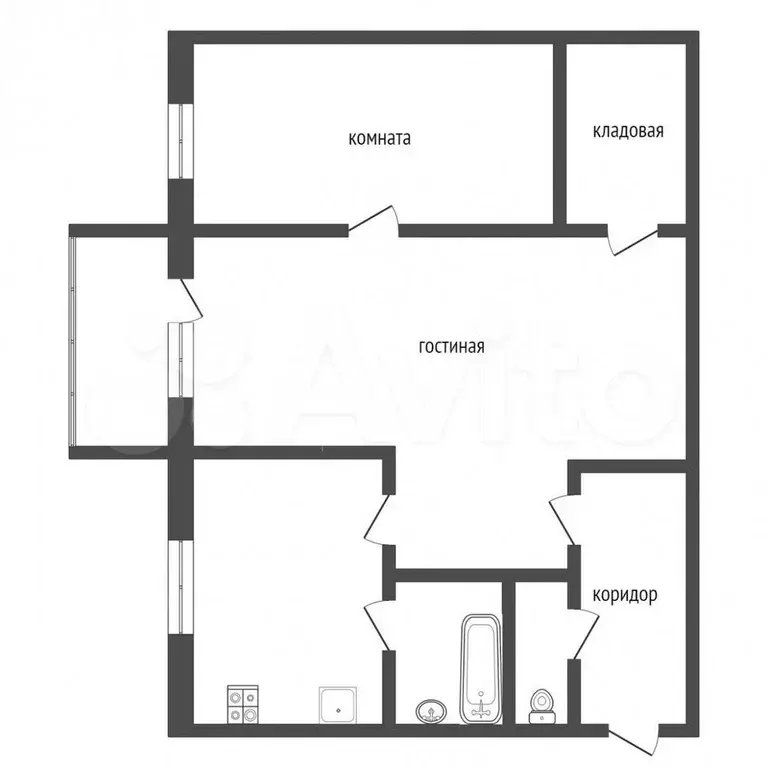 2-к. квартира, 45 м, 4/4 эт. - Фото 0