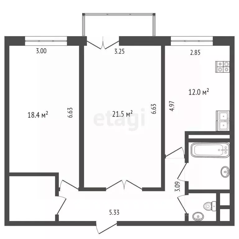 2-к кв. Московская область, Одинцово ул. Белорусская, 9 (71.6 м) - Фото 1