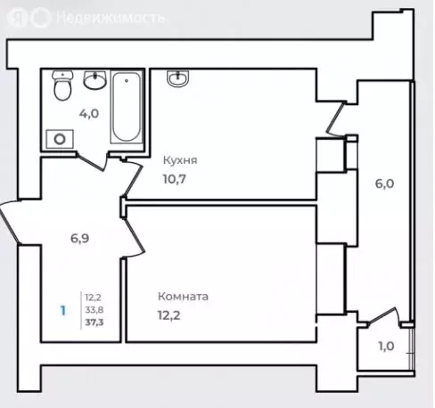 1-комнатная квартира: Благовещенск, улица 50 лет Октября, 142 (37.3 м) - Фото 2