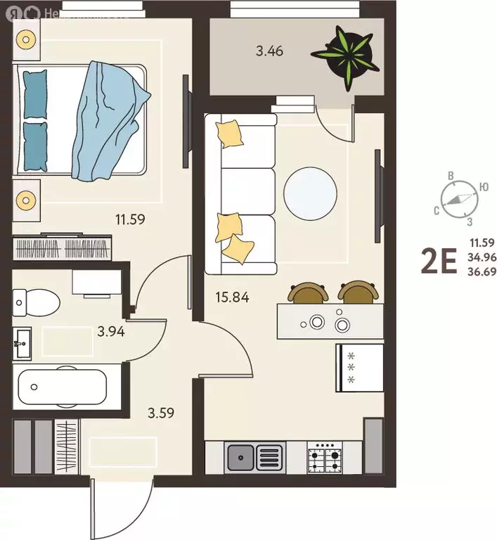 1-комнатная квартира: Курск, микрорайон Курского Завода Тракторных ... - Фото 1