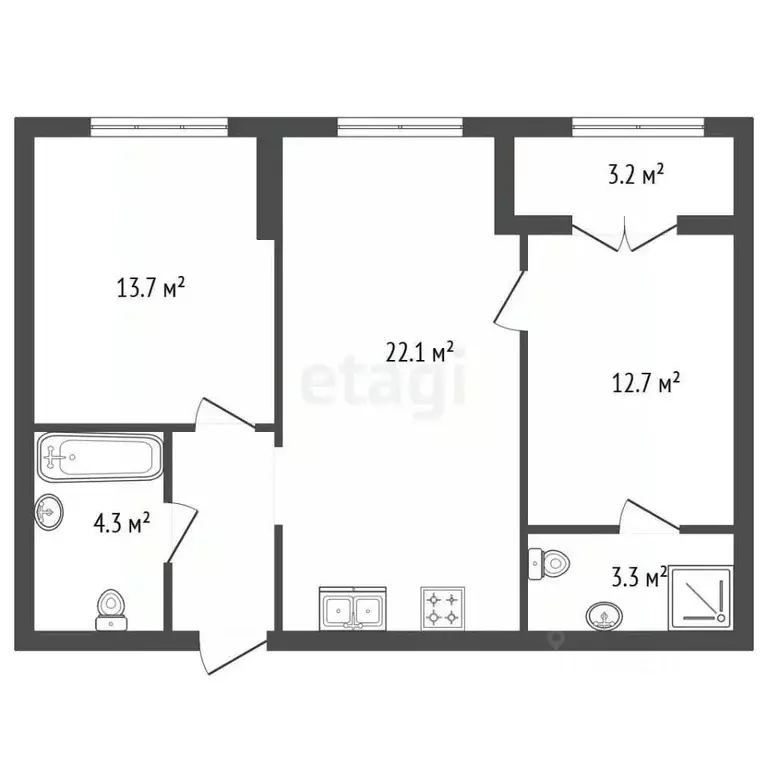 2-к кв. Санкт-Петербург ул. Академика Константинова, 1к1 (62.0 м) - Фото 2