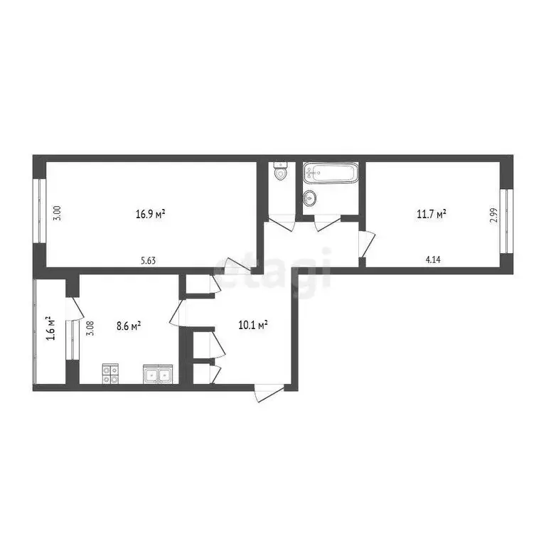 2-комнатная квартира: Псков, Звёздная улица, 10 (52 м) - Фото 0