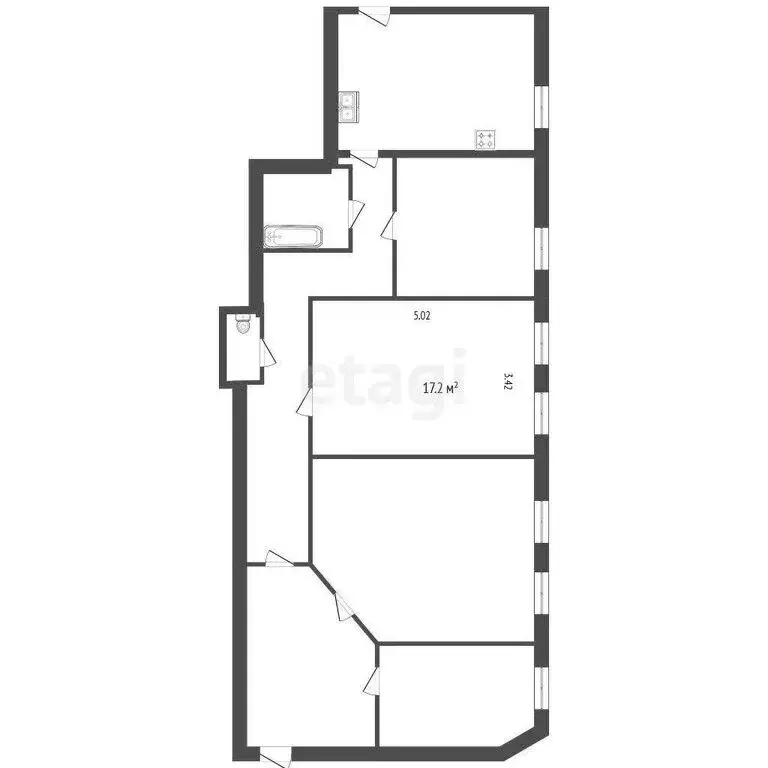 1к в 3-комнатной квартире (18 м) - Фото 0