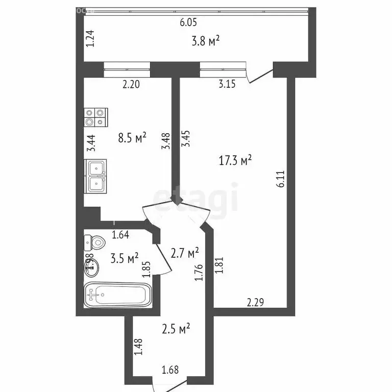 1-комнатная квартира: Йошкар-Ола, улица Йывана Кырли, 33А (39 м) - Фото 1