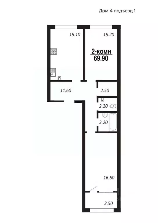 2-к кв. Омская область, Омск просп. Королева (69.9 м) - Фото 0