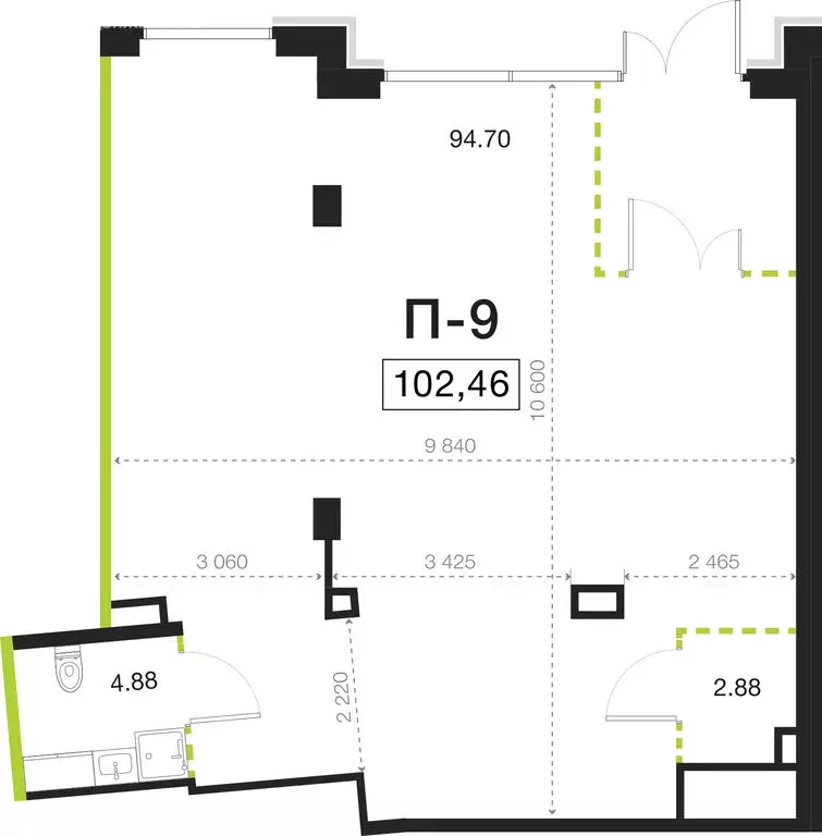 Помещение свободного назначения (102.46 м) - Фото 1