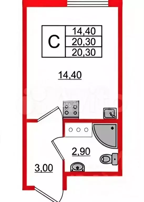 Квартира-студия, 20,3 м, 6/19 эт. - Фото 0