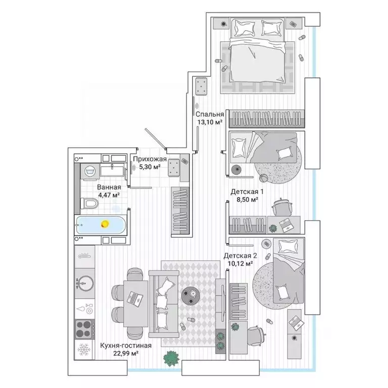 3-к кв. Приморский край, Владивосток ул. Нейбута (65.6 м) - Фото 1