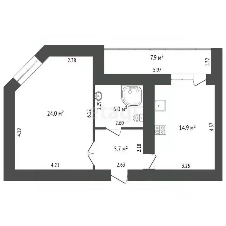 1-к кв. Самарская область, Самара просп. Карла Маркса, 55 (58.5 м) - Фото 2