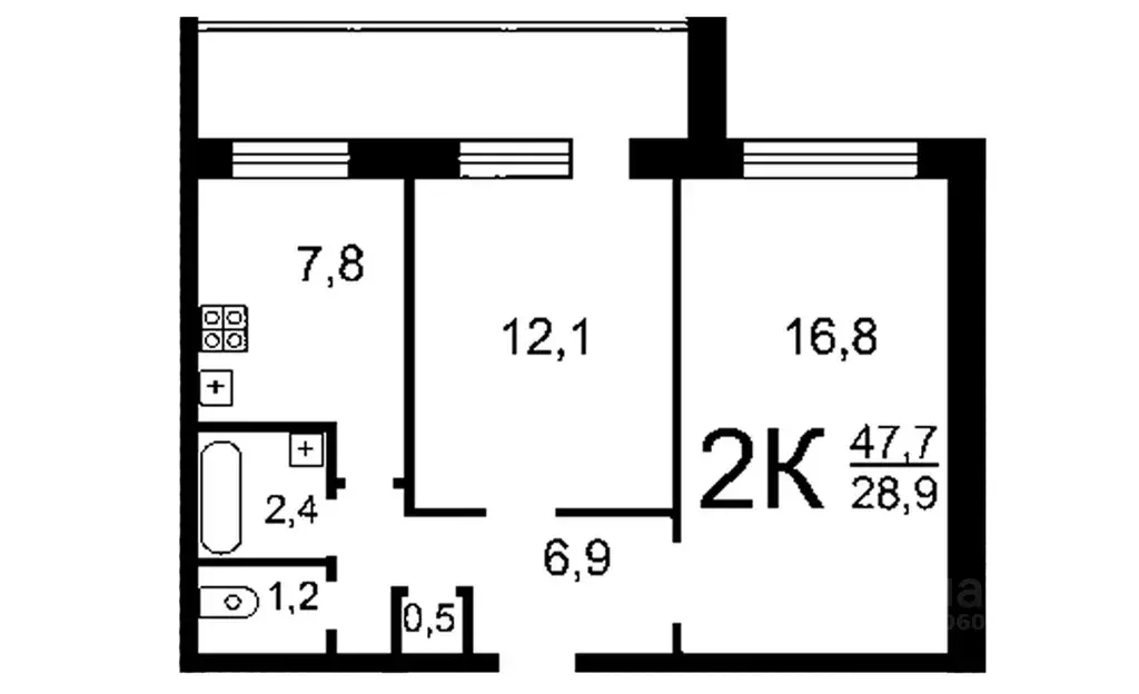 2-к кв. Тульская область, Тула ул. Макаренко, 19к2 (47.0 м) - Фото 1