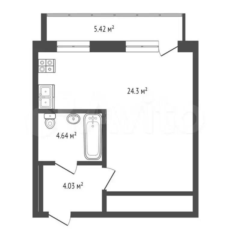 Квартира-студия, 38,4 м, 1/20 эт. - Фото 0