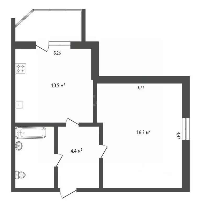 1-к кв. Амурская область, Благовещенск ул. Горького, 112 (35.9 м) - Фото 2