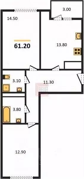 2-к кв. Калининградская область, Калининград Новгородская ул., 5к3 ... - Фото 2