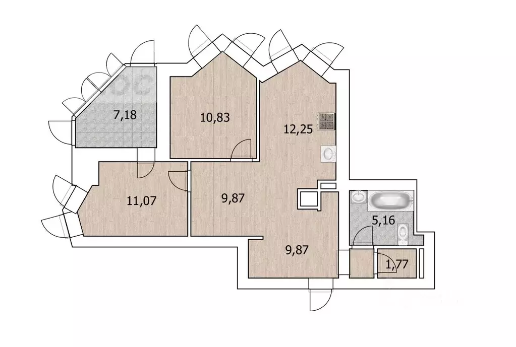 3-к кв. башкортостан, уфа караидельская ул, 60 (68.0 м) - Фото 1