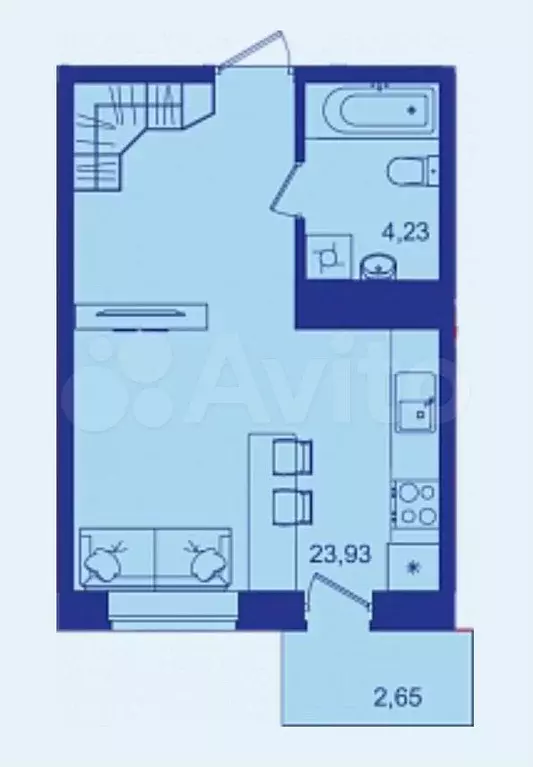 Квартира-студия, 30,8 м, 6/17 эт. - Фото 1