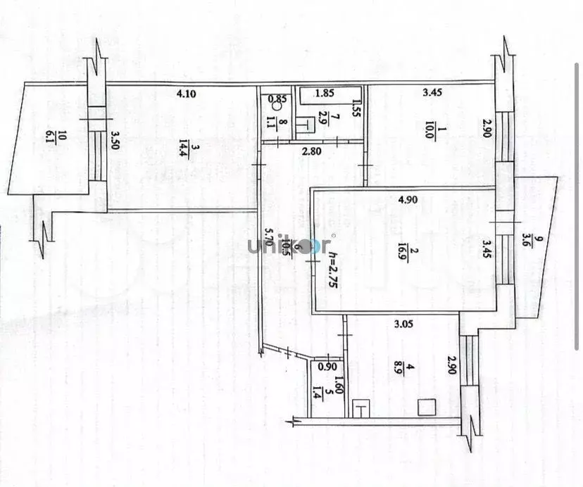 3-к. квартира, 66,1 м, 8/9 эт. - Фото 0