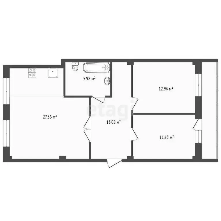 2-комнатная квартира: Тюмень, улица Павла Шарова, 8 (70.6 м) - Фото 0