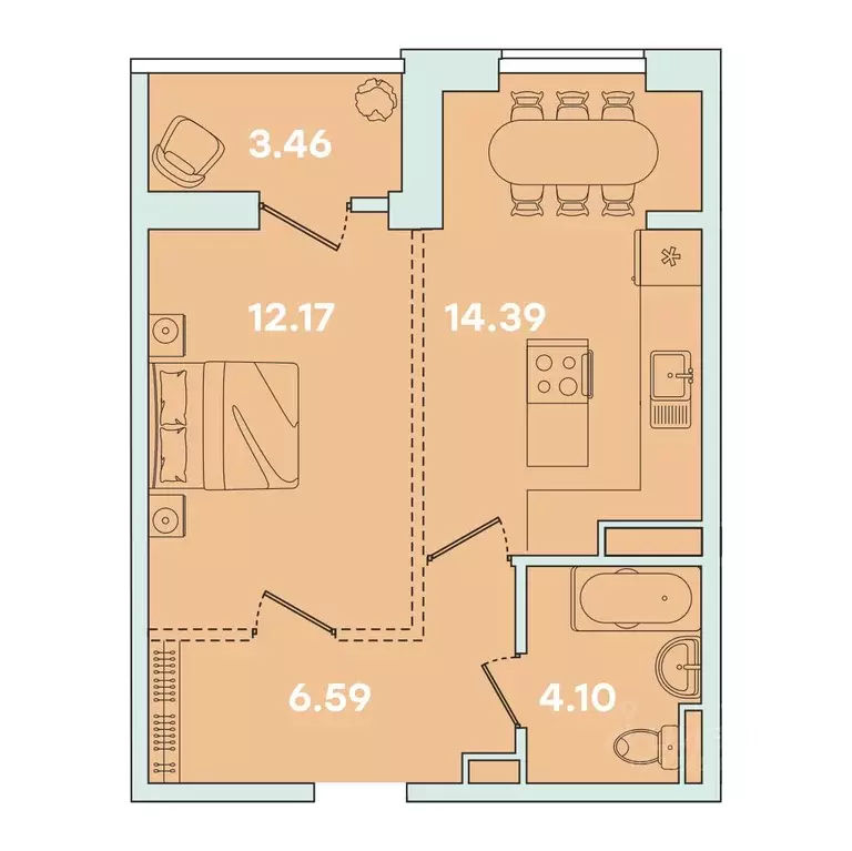 1-к кв. Иркутская область, Иркутск ул. Петрова, 16 (40.71 м) - Фото 0