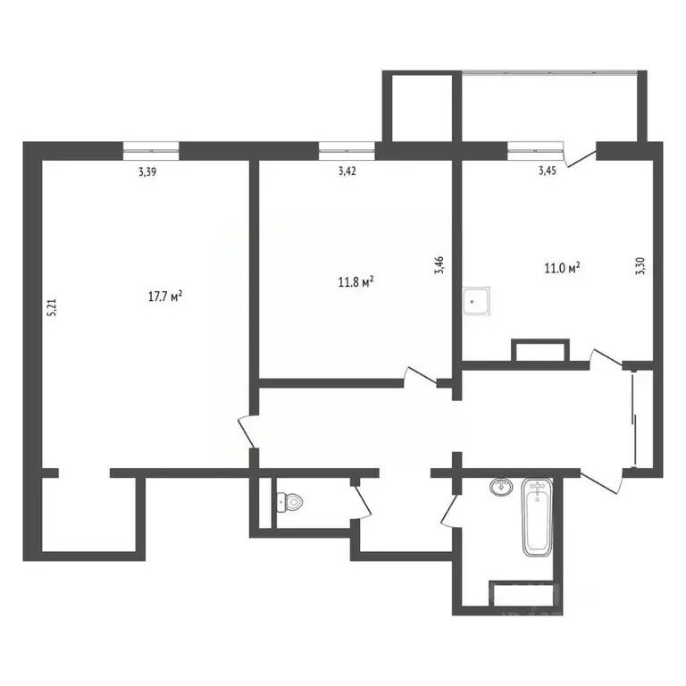 2-к кв. Саха (Якутия), Нерюнгри ул. Карла Маркса, 3/2 (59.8 м) - Фото 2