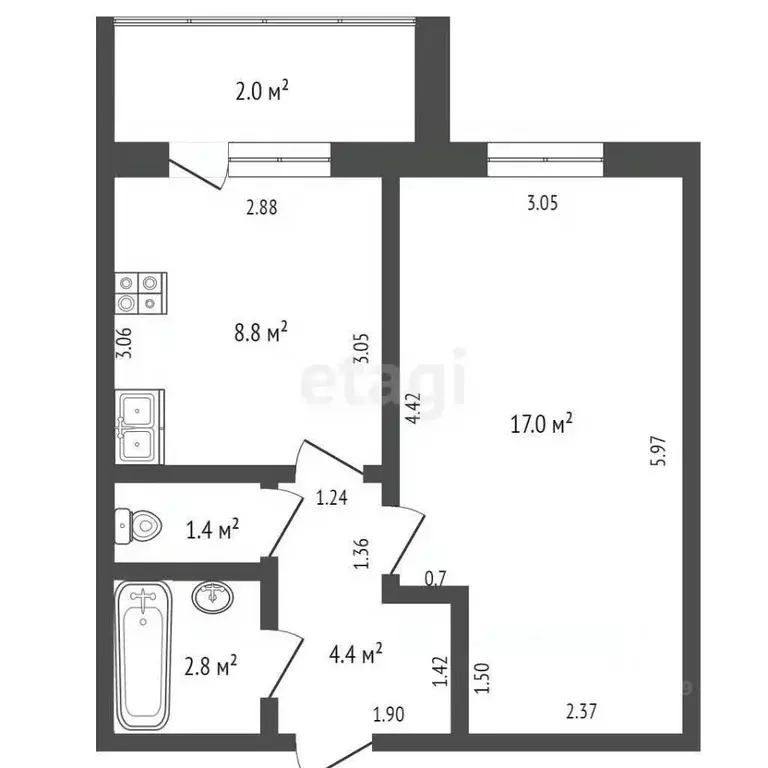 1-к кв. Мордовия, Саранск Волгоградская ул., 106с1 (34.3 м) - Фото 1