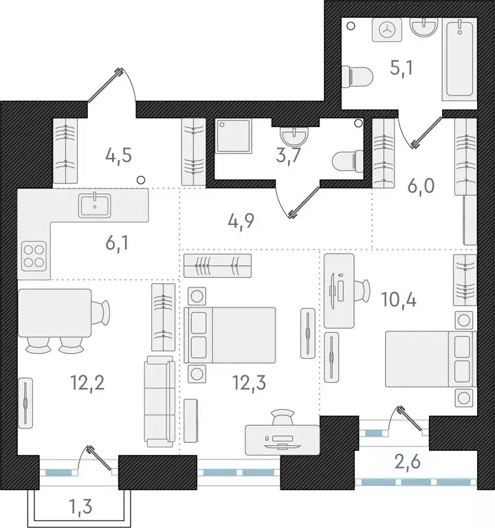 3-комнатная квартира: Новосибирск, Плановая улица, 60А (65.2 м) - Фото 0