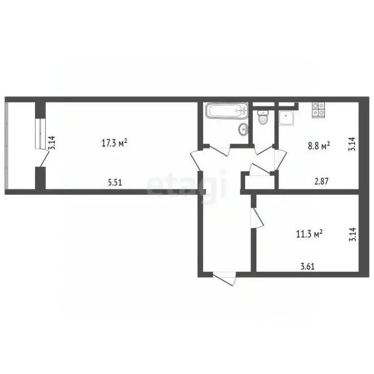 2-к кв. Ямало-Ненецкий АО, Муравленко ул. 70 лет Октября, 32 (50.8 м) - Фото 2