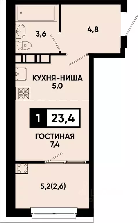 1-к кв. Ставропольский край, Кисловодск  (23.4 м) - Фото 0