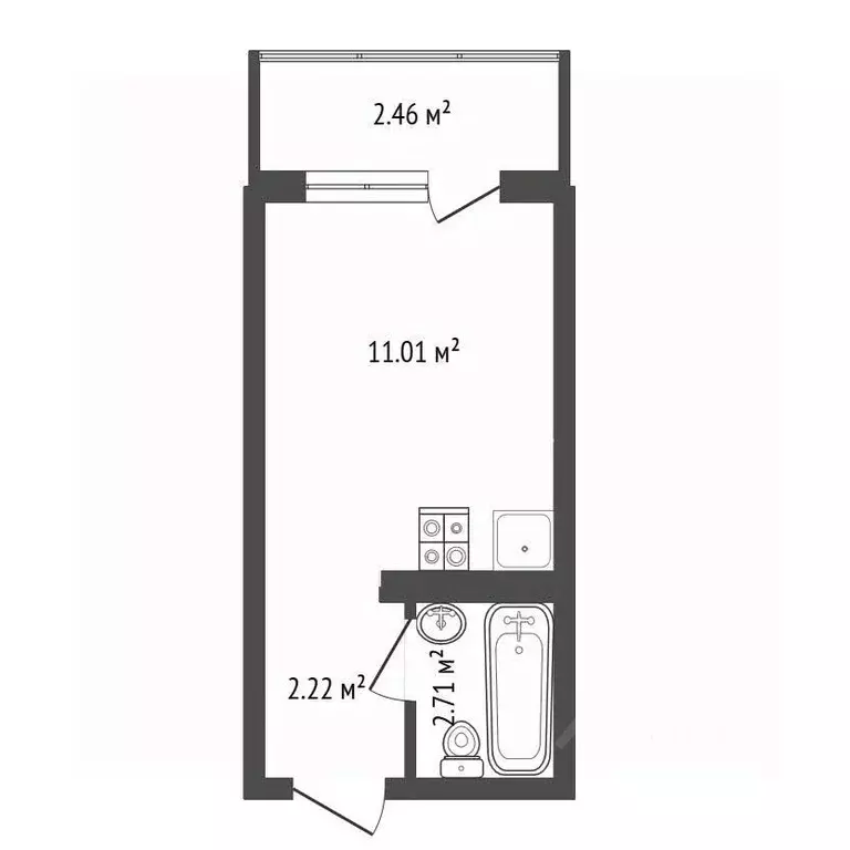 Студия Воронежская область, Воронеж ул. Гаршина, 25к3 (17.17 м) - Фото 2