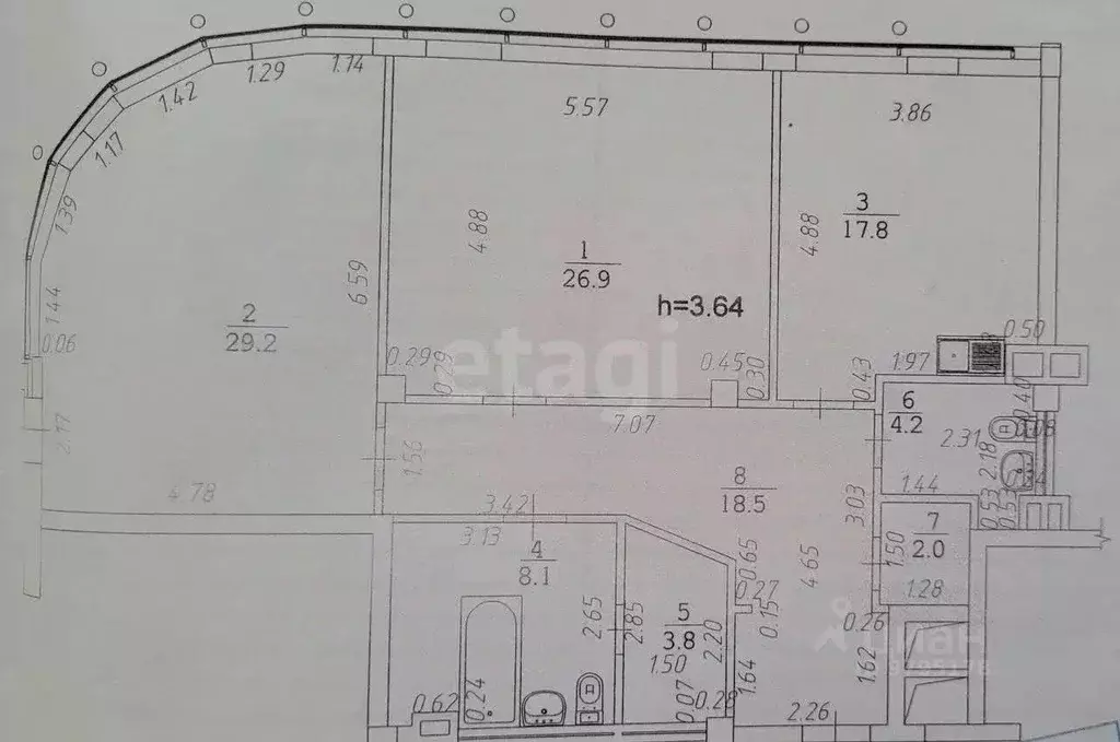 2-к кв. Татарстан, Казань ул. Касаткина, 11а (110.5 м) - Фото 1