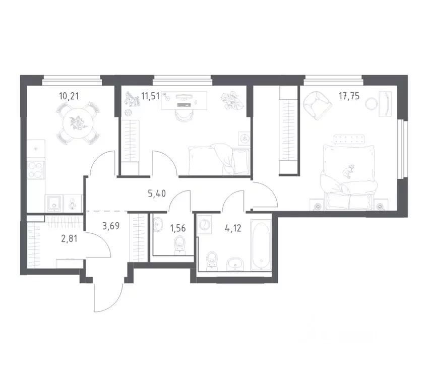 2-к кв. Ростовская область, Ростов-на-Дону Донские Легенды жилой ... - Фото 1