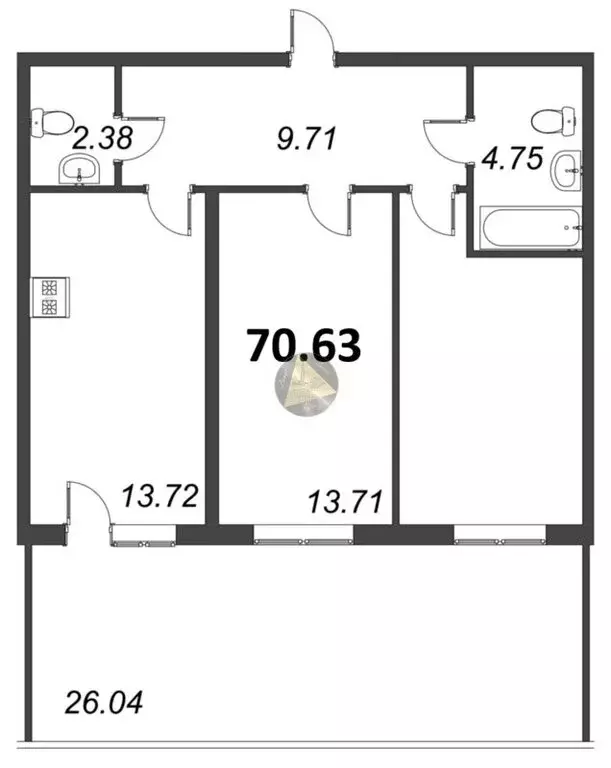 2-комнатная квартира: Сестрорецк, улица Инструментальщиков, 18 (70.63 ... - Фото 1