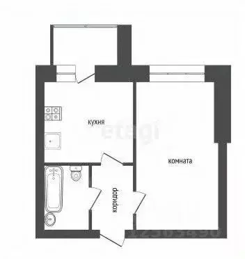 1-к кв. Воронежская область, Воронеж ул. Ворошилова, 31а (31.9 м) - Фото 2