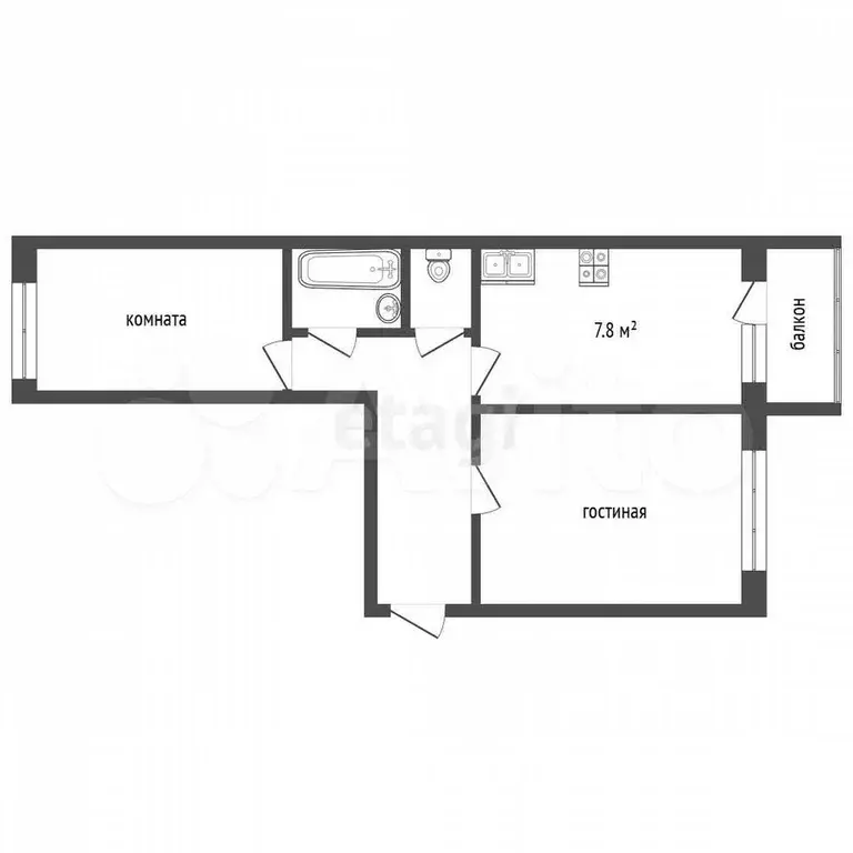 2-к. квартира, 47,9 м, 3/5 эт. - Фото 0