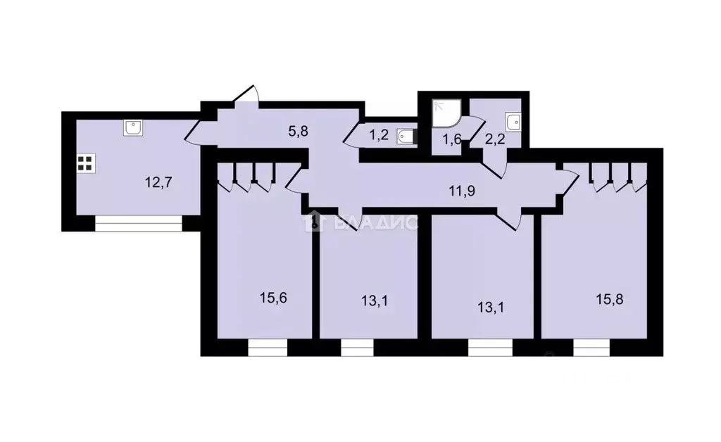 Квартира, 4 комнаты, 95.4 м - Фото 0