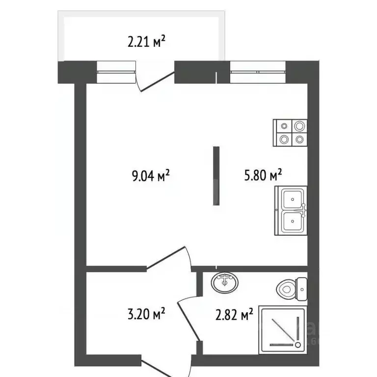 Студия Калининградская область, Светлогорск ул. Молодежная, 1 (23.64 ... - Фото 2