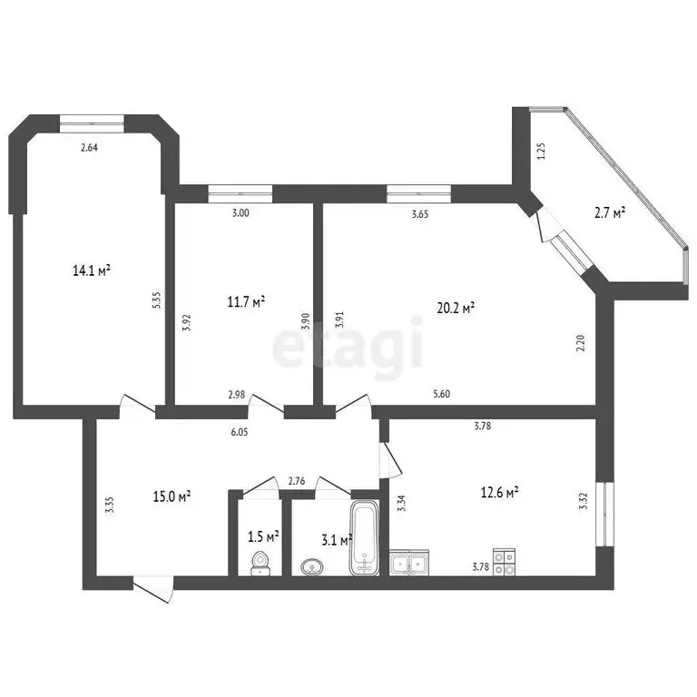 3-комнатная квартира: Стерлитамак, улица Гоголя, 2Д (78.2 м) - Фото 1