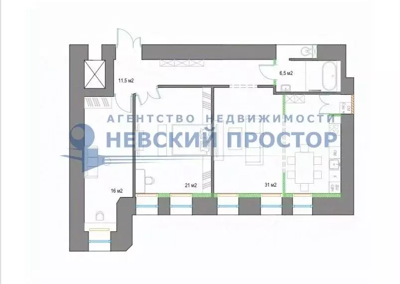 2-к кв. Санкт-Петербург 18-я Васильевского острова линия, 19 (90.0 м) - Фото 1